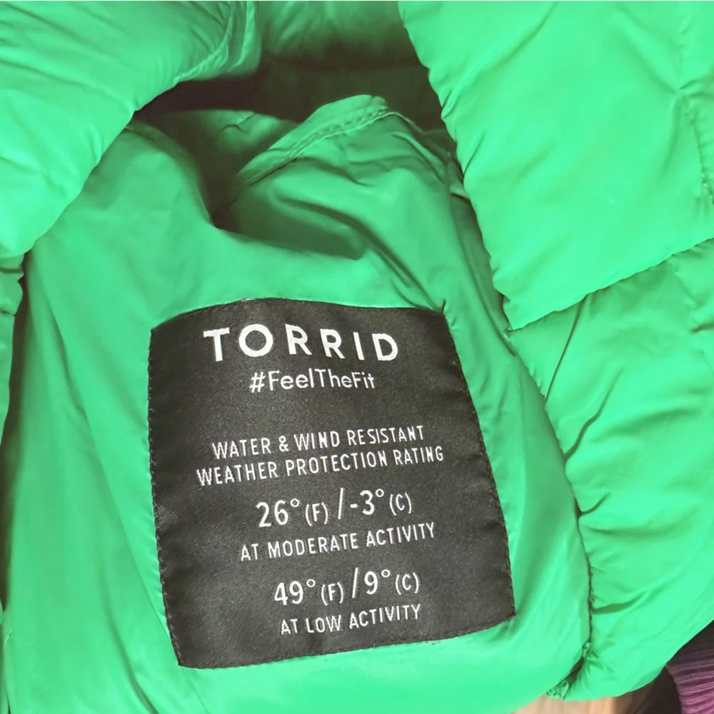 Torrid Packable Puffer Jacket Green Size 00 (L)